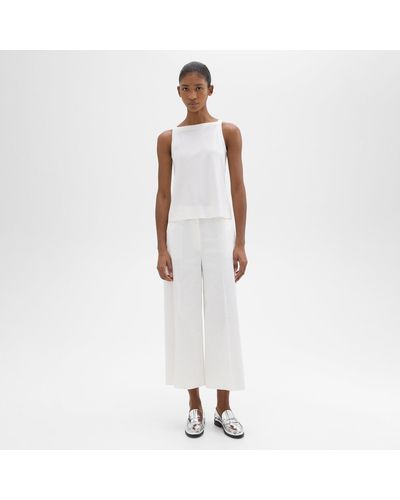 Theory Cropped Wide-leg Pant In Good Linen - White