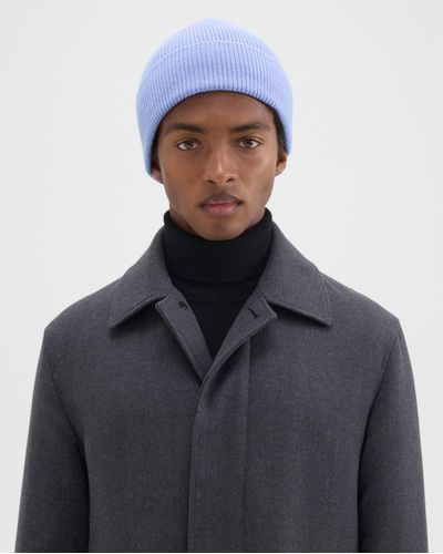 Theory Camden Beanie In Ribbed Cashmere - Blue