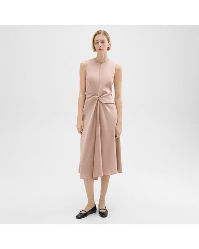 Theory Twisted Midi Dress - Pink