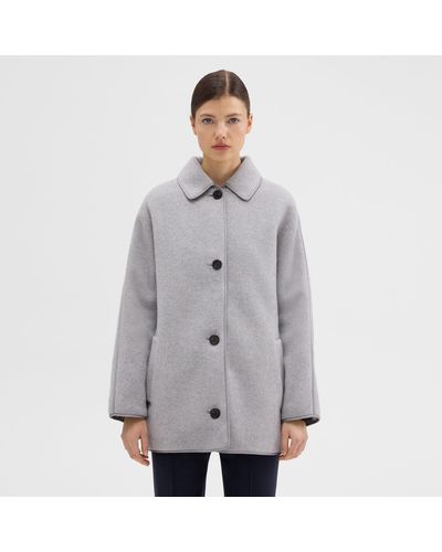Theory Reversible Recycled Wool Car Coat - Gray