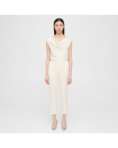 Theory Treeca Pull-on Pant In Oxford Crepe - Natural