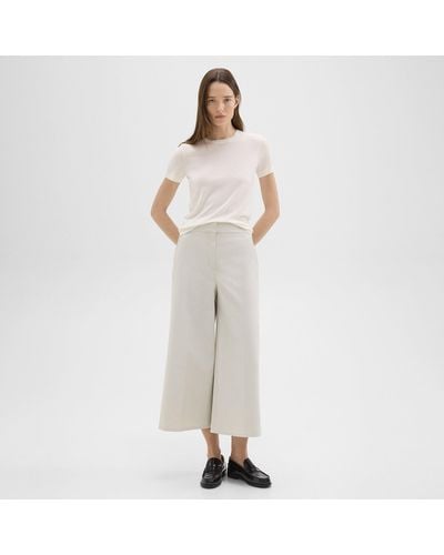 Theory Cropped Wide-leg Pant In Neoteric Twill - White