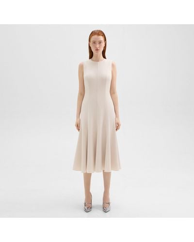 Theory Sleeveless Fit-and-flare Dress In Admiral Crepe - Natural