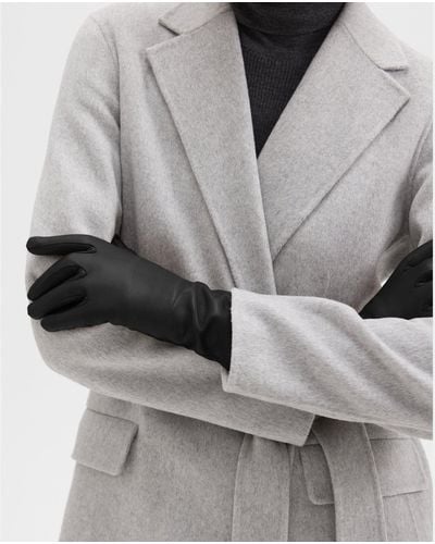 Theory Tech Gloves In Leather - Gray