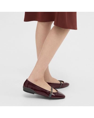 Theory Leather Ballerina Flat - Brown