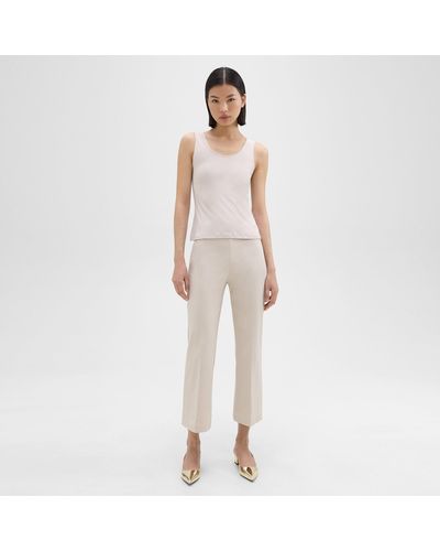 Theory Cropped Kick Pant In Stretch Cotton-blend - Natural