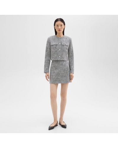 Theory Mini Skirt In Canvas Tweed - Gray