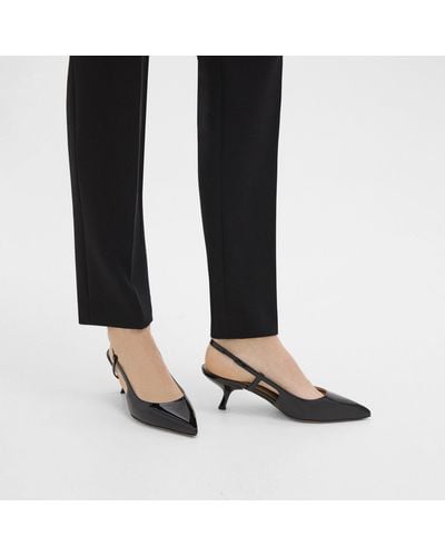 Theory Micro Slingback Pump In Patent Leather - Black