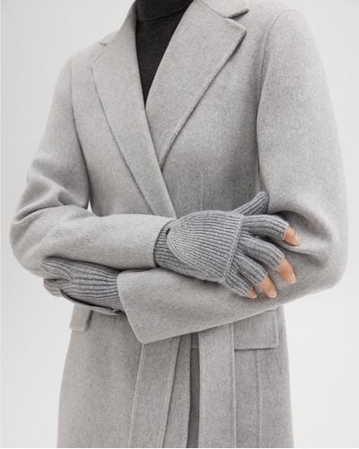 Theory Fold-back Gloves In Cashmere - Gray