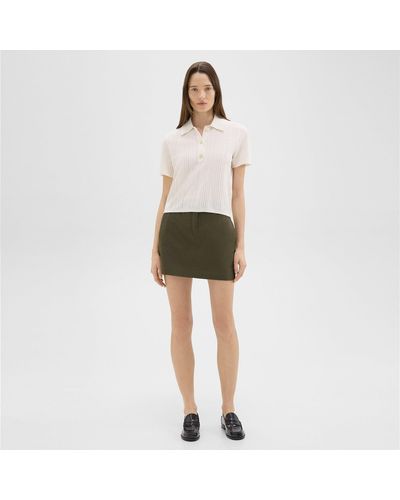 Theory Mini Trouser Skirt In Organic Cotton - Green