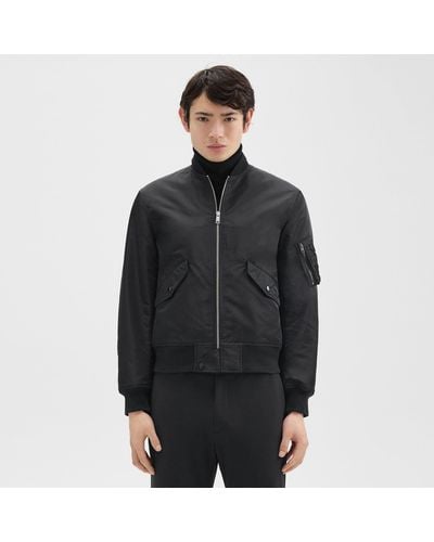 Theory Bomber Puffer Jacket In Recycled Nylon - Black
