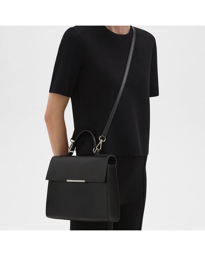 Theory Top Handle Bag In Leather - Black