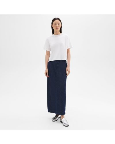 Theory Maxi Trouser Skirt In Denim - Blue