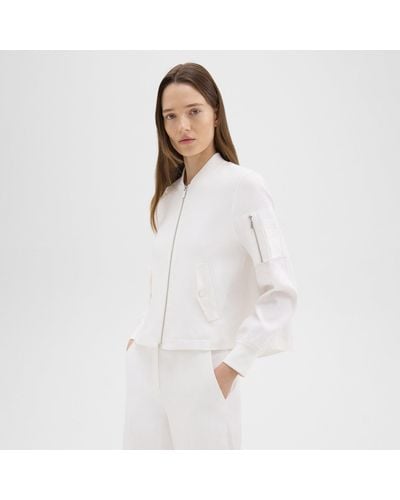 Theory A-line Flight Jacket In Good Linen - White