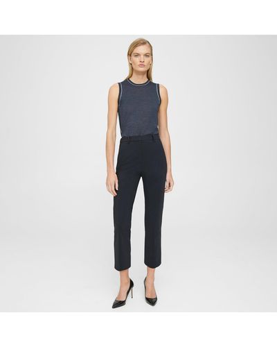 Theory Cropped High-waist Pant In Precision Ponte - Blue