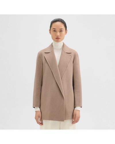 Theory Clairene Jacket In Double-face Wool-cashmere - Natural