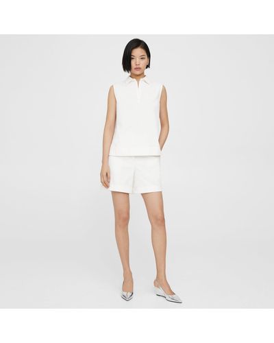 Theory Cuffed Short In Cotton Piqué - White