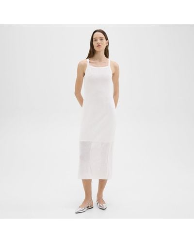 Theory Pointelle Midi Dress In Crepe Knit - White