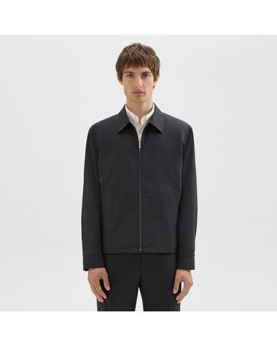 Theory Hazelton Zip Jacket In Stretch Wool - Black