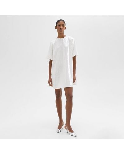 Theory T-shirt Dress In Recycled Sequins - White