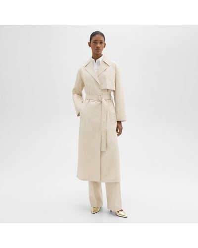 Theory Wrap Trench Coat In Organic Cotton - Natural