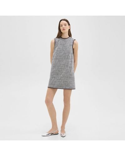 Theory Relaxed Sleeveless Dress In Canvas Tweed - Gray