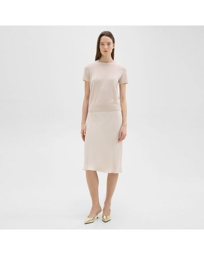 Theory Pull-on Slip Skirt In Silk Georgette - Natural