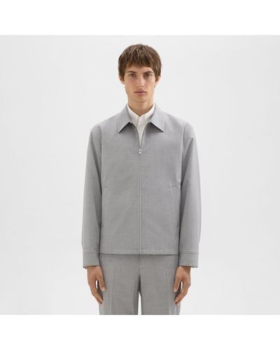 Theory Hazelton Zip Jacket In Stretch Wool - Gray