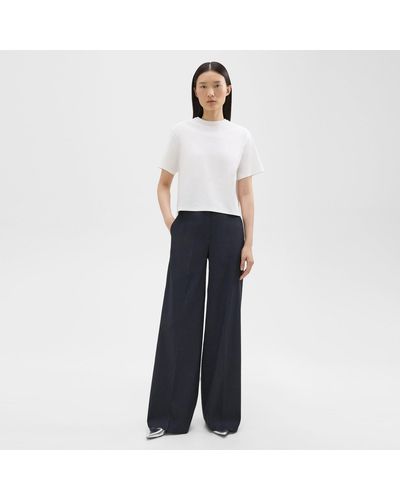 Theory High-waist Wide-leg Pant In Good Linen - White