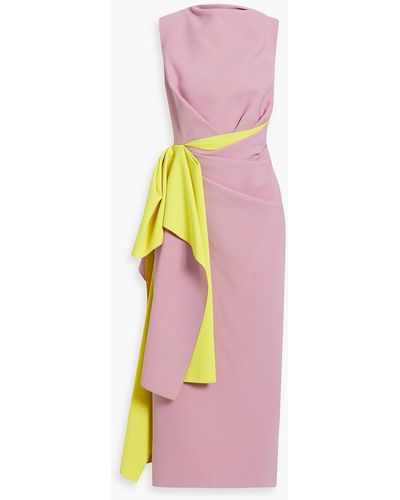 ROKSANDA Calatrava Draped Two-tone Crepe Midi Dress - Pink