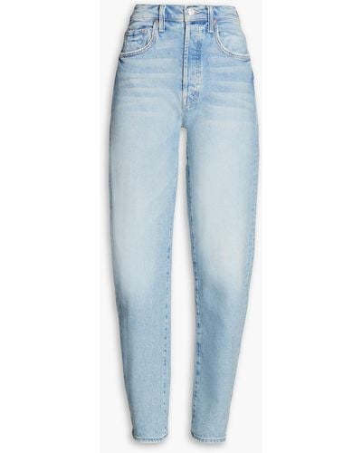 Mother The Curbside Skimp Faded High-rise Tapered Jeans - Blue