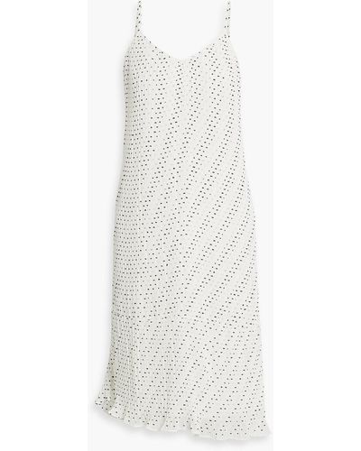 Walter Baker Lonnie Pleated Polka-dot Chiffon Slip Dress - White