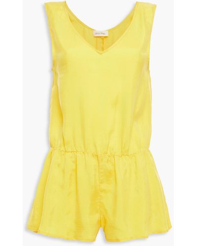 American Vintage Washed-cupro Playsuit - Yellow