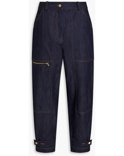 3.1 Phillip Lim Cropped High-rise Tapered Jeans - Blue