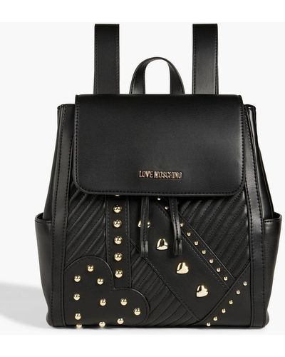 Love Moschino Studded Quilted Faux Leather Backpack - Black