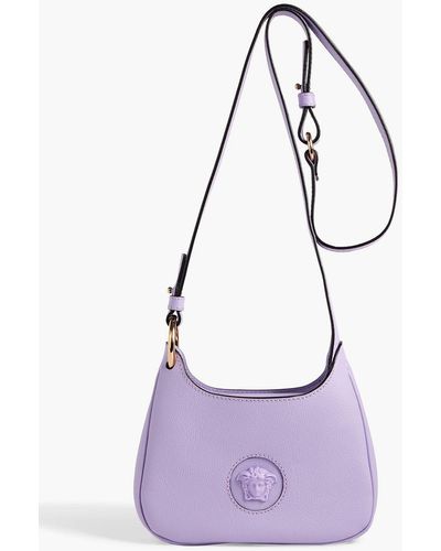 Versace La Medusa Textured-leather Shoulder Bag - Purple