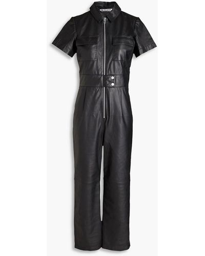 Walter Baker Ellie Cropped Leather Jumpsuit - Black