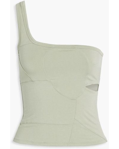 The Line By K Shae One-shoulder Stretch-micro Modal Jersey Top - Green