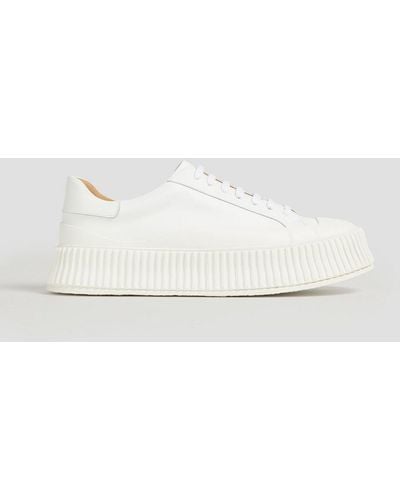 Jil Sander Leather And Rubber Platform Trainers - White