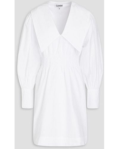 Ganni Cotton-poplin Mini Dress - White