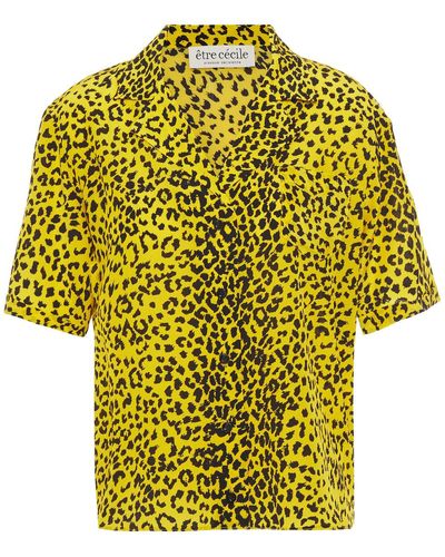 Être Cécile Maude Leopard-print Silk Crepe De Chine Shirt - Yellow