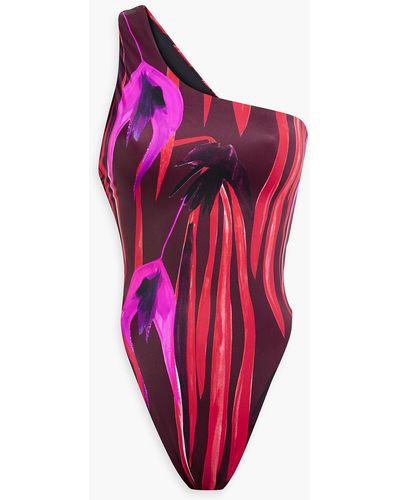 Louisa Ballou One-shoulder Printed Swimsuit - Pink