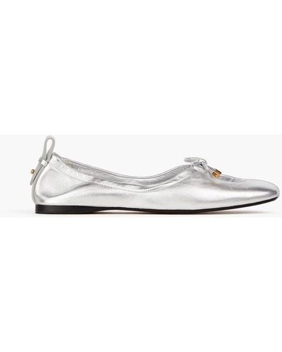 FRAME Le Sunset Bow-detailed Leather Ballet Flats - White