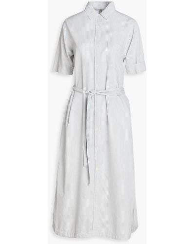 DL1961 Fire Island Striped Cotton Midi Shirt Dress - White