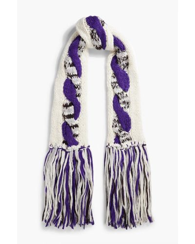 Missoni Fringed Cable-knit Alpaca-blend Scarf - Blue