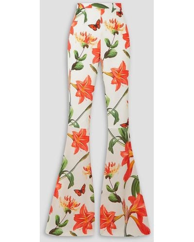Andrew Gn Printed Silk-chiffon Flared Pants