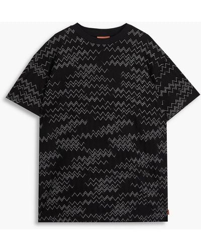 Missoni Crochet-knit Cotton-blend T-shirt - Black
