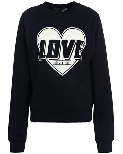 Love Moschino Printed French Cotton-blend Terry Sweatshirt - Blue