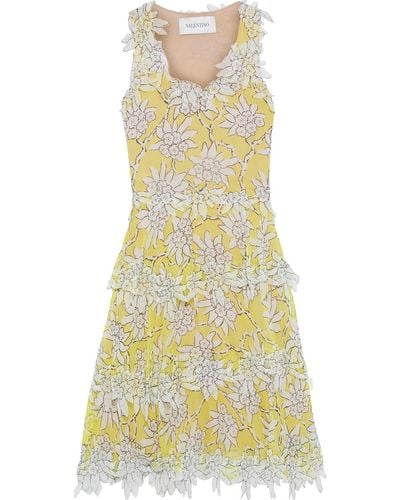 Valentino Garavani Tiered Floral-print Silk-chiffon Midi Dress - Yellow