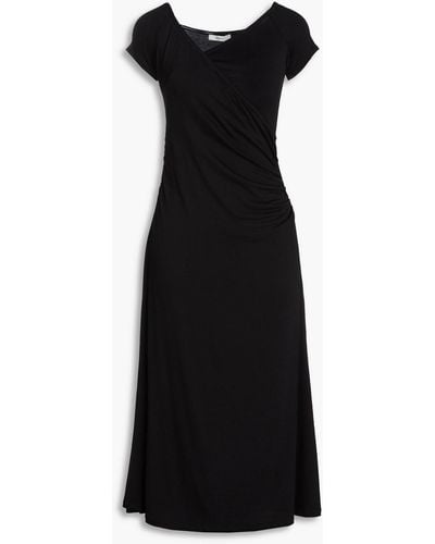 Vince Wrap-effect Stretch-knit Midi Dress - Black
